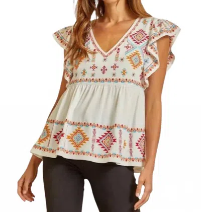 Savanna Jane Maggie Top - Plus In Multi In White