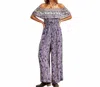 Savanna Jane Paisley Embroidered Jumpsuit In Navy In Blue
