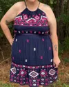Savanna Jane Patsy Dress - Plus In Navy Multi In Blue