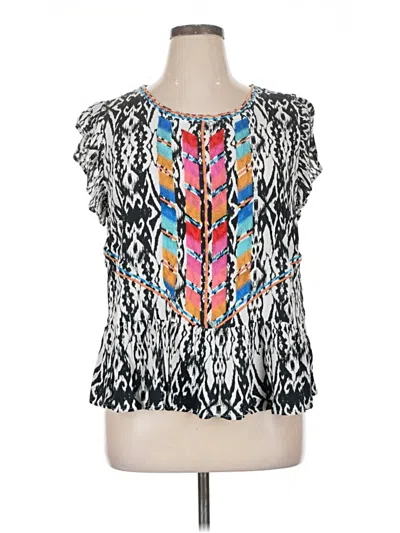 Pre-owned Savanna Jane Short Sleeve Blouse In Black