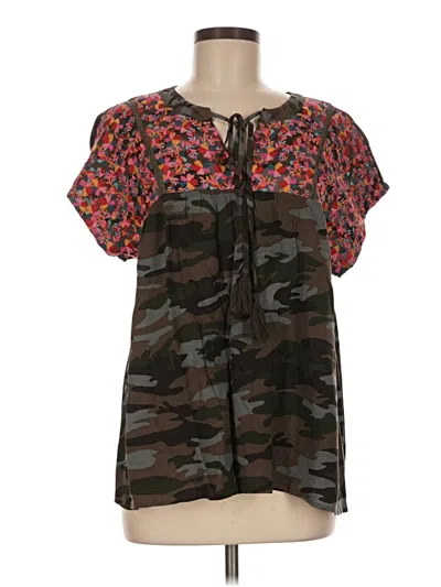 Pre-owned Savanna Jane Short Sleeve Blouse In Black