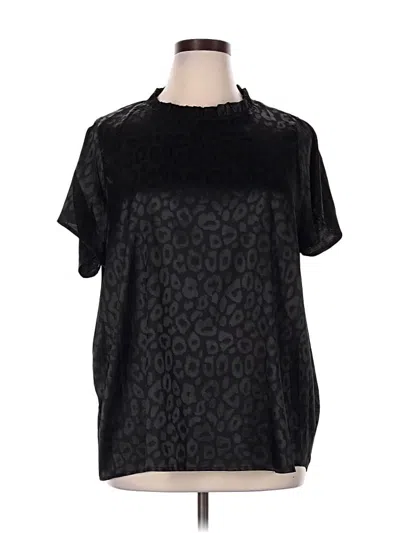 Pre-owned Savanna Jane Short Sleeve Blouse In Black