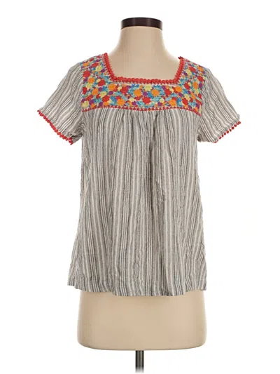 Pre-owned Savanna Jane Short Sleeve Blouse In Gray