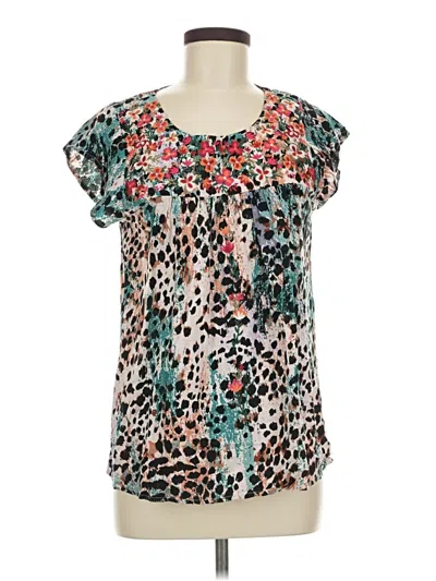 Pre-owned Savanna Jane Short Sleeve Blouse In Teal