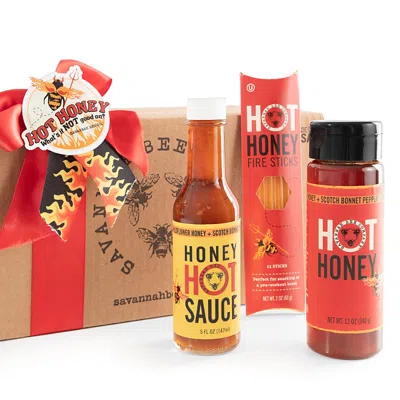 Savannah Bee Company Hot Honey Gift Set In Red