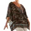 Savannah Jane Camo Embriodered Pocho Top In Green In Brown