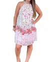 Savannah Jane Daisy Dress In White Multi In Pink