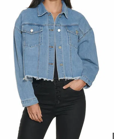 Savannah Jane Kacey Sparkles Rhinestone Fringe Denim Jacket In Multi