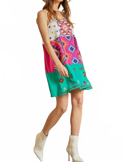 Savannah Jane Shiny Penny Embroidered Dress In Multicolor