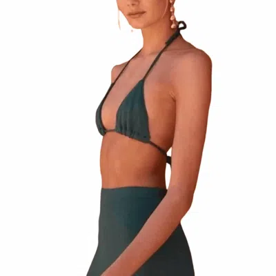Savannah Morrow Label Knit Triangle Bikini Top In Emerald In Green