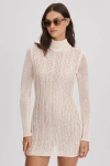 Savannah Morrow Mini Ivory Sheer Knitted Dress In Ivory