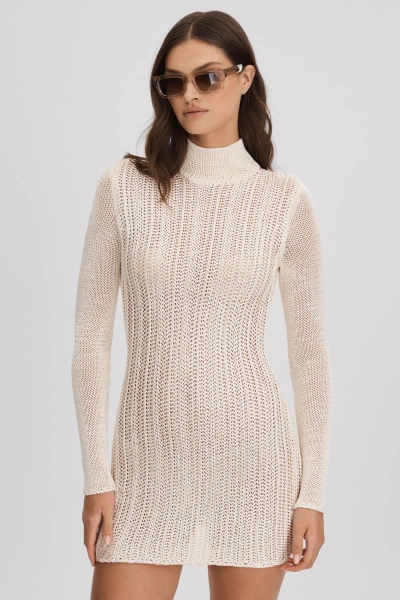 Savannah Morrow Mini Ivory Sheer Knitted Dress