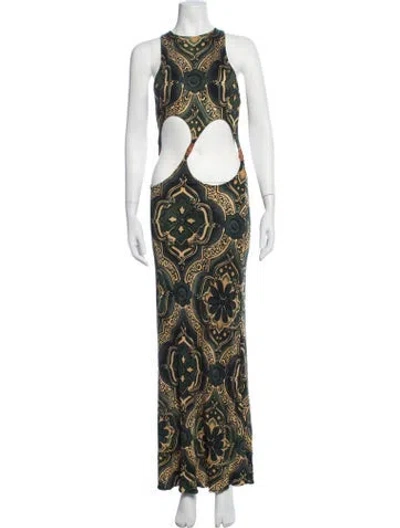 Pre-owned Savannah Morrow The Label Bamboo Long Dress In Green