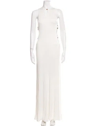 Pre-owned Savannah Morrow The Label Bamboo Long Dress In Neutral