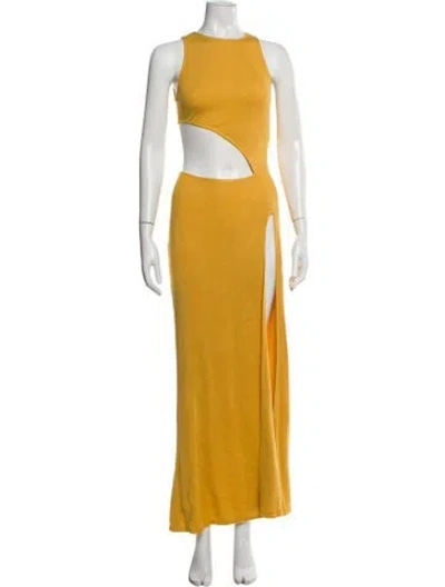 Pre-owned Savannah Morrow The Label Bamboo Long Dress In Yellow