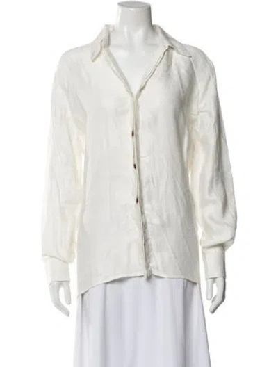 Pre-owned Savannah Morrow The Label Bamboo Long Sleeve Top W/ Tags In White