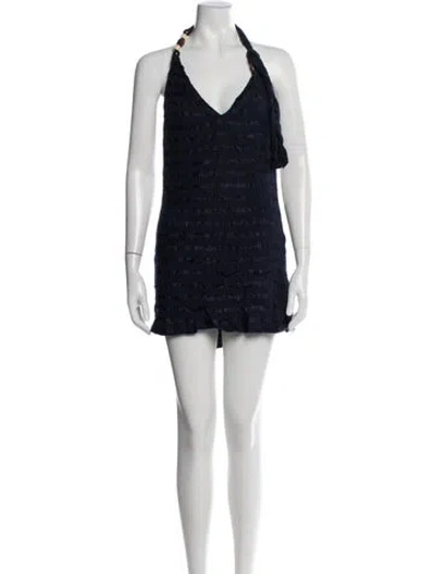 Pre-owned Savannah Morrow The Label Bamboo Mini Dress In Blue