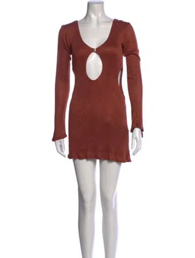 Pre-owned Savannah Morrow The Label Bamboo Mini Dress In Brown