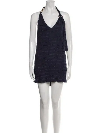 Pre-owned Savannah Morrow The Label Bamboo Mini Dress W/ Tags In Blue