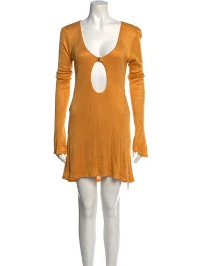 Pre-owned Savannah Morrow The Label Bamboo Mini Dress In Yellow