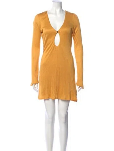 Pre-owned Savannah Morrow The Label Bamboo Mini Dress In Yellow