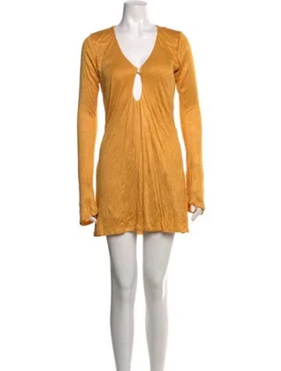 Pre-owned Savannah Morrow The Label Bamboo Mini Dress In Yellow