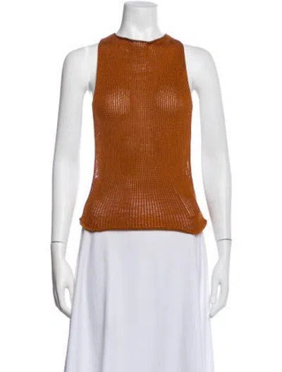 Pre-owned Savannah Morrow The Label Crew Neck Sleeveless Top W/ Tags In Brown