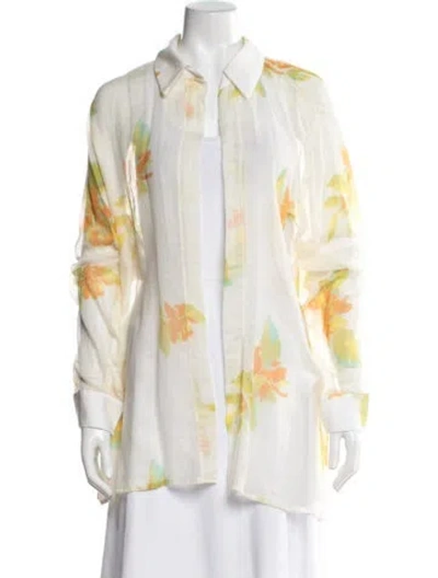 Pre-owned Savannah Morrow The Label Floral Print Top In Neutrals