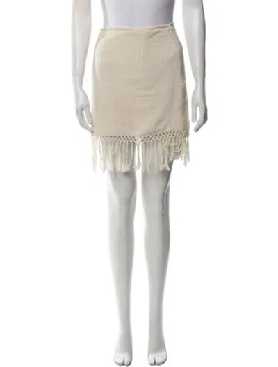 Pre-owned Savannah Morrow The Label Fringe Trim Accent Mini Skirt In Neutral