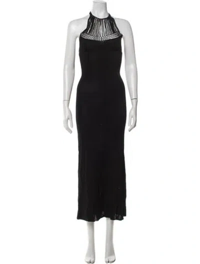 Pre-owned Savannah Morrow The Label Halterneck Long Dress In Black