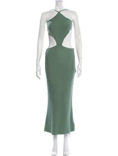 Pre-owned Savannah Morrow The Label Halterneck Long Dress In Green