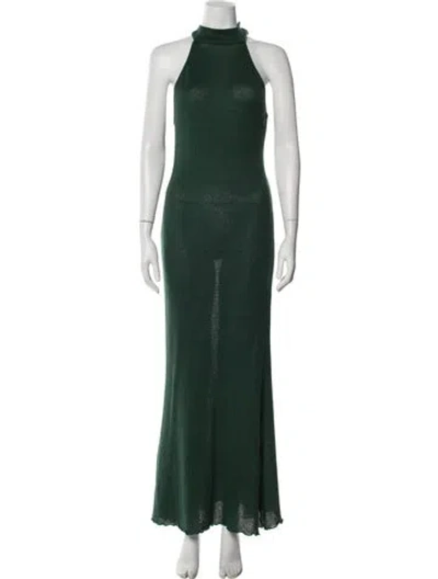 Pre-owned Savannah Morrow The Label Halterneck Long Dress In Green