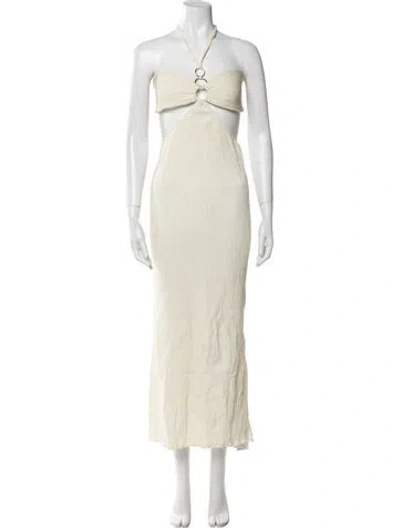 Pre-owned Savannah Morrow The Label Halterneck Long Dress In Neutral