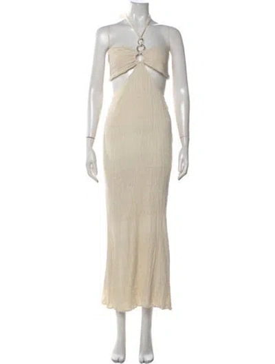 Pre-owned Savannah Morrow The Label Halterneck Long Dress In Neutral
