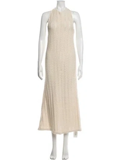 Pre-owned Savannah Morrow The Label Halterneck Long Dress In Neutral