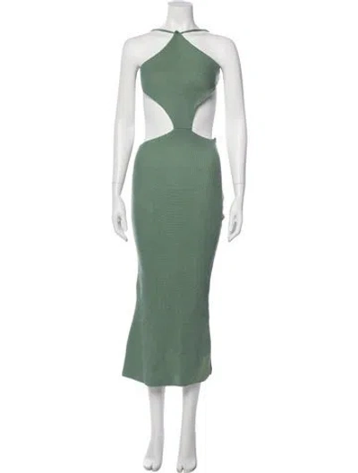 Pre-owned Savannah Morrow The Label Halterneck Midi Length Dress In Green