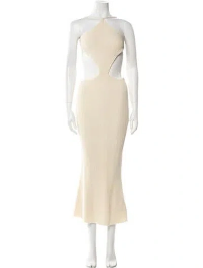 Pre-owned Savannah Morrow The Label Halterneck Midi Length Dress In Neutral