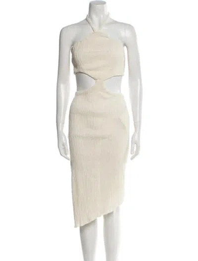 Pre-owned Savannah Morrow The Label Halterneck Midi Length Dress W/ Tags In Neutral