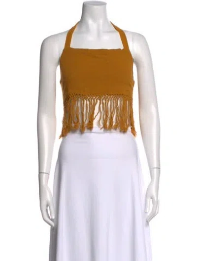 Pre-owned Savannah Morrow The Label Halterneck Sleeveless Crop Top W/ Tags In Neutrals