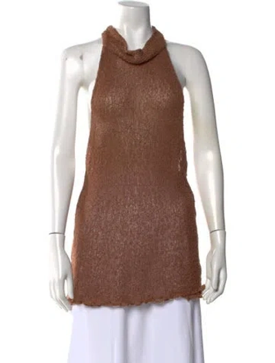 Pre-owned Savannah Morrow The Label Halterneck Sleeveless Top In Brown