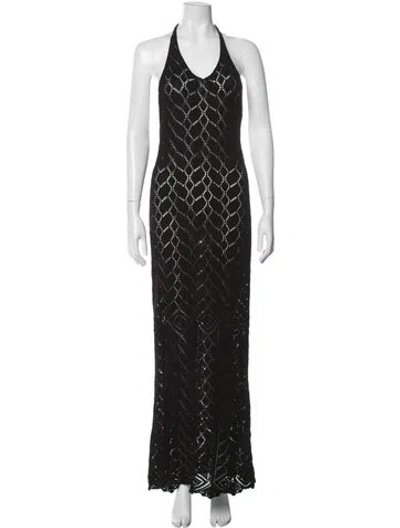 Pre-owned Savannah Morrow The Label Lace Pattern Long Dress In Black