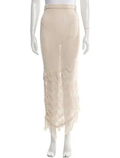 Pre-owned Savannah Morrow The Label Lace Pattern Long Skirt In Neutrals