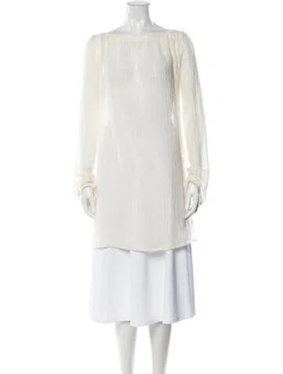 Pre-owned Savannah Morrow The Label Linen Bateau Neckline Top In Neutrals