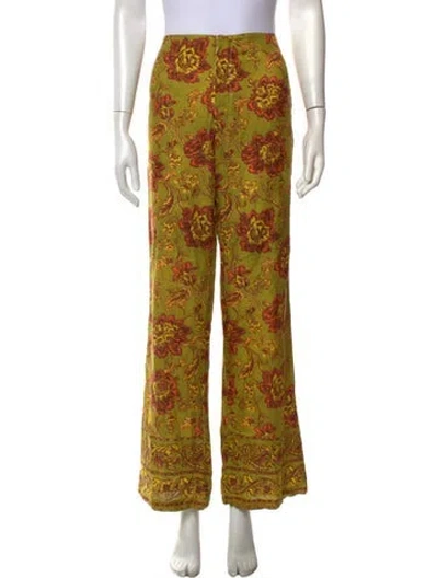 Pre-owned Savannah Morrow The Label Linen Wide Leg Pants In Green
