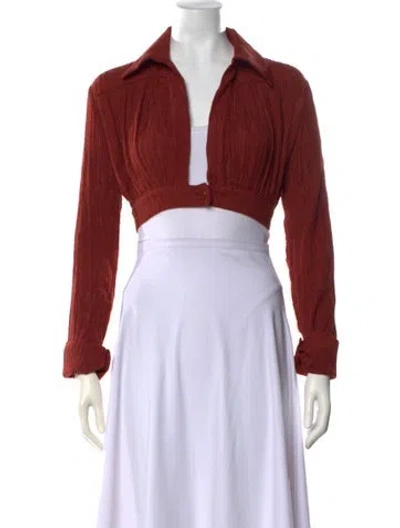 Pre-owned Savannah Morrow The Label Long Sleeve Crop Top In Red