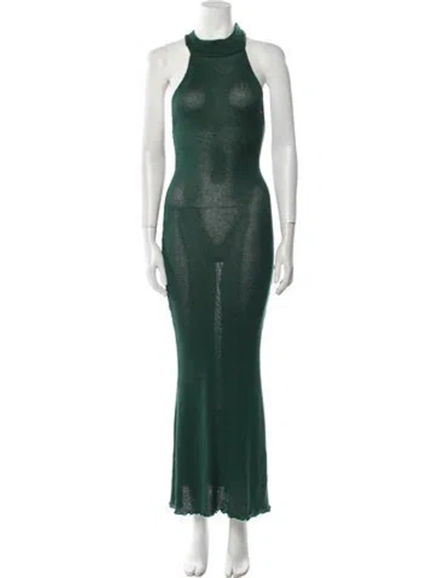 Pre-owned Savannah Morrow The Label Mock Neck Long Dress In Green