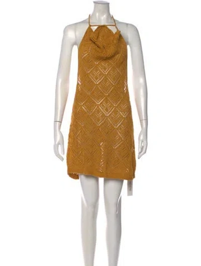 Pre-owned Savannah Morrow The Label Patterned Mini Dress In Yellow