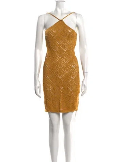 Pre-owned Savannah Morrow The Label Patterned Mini Dress In Yellow