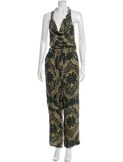 Pre-owned Savannah Morrow The Label Patterned Pant Set In Green