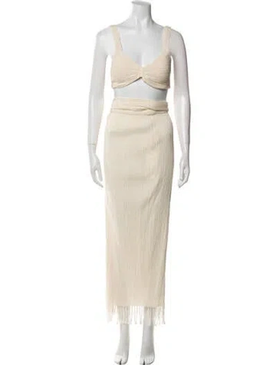 Pre-owned Savannah Morrow The Label Pleated Accents Skirt Set In Neutral